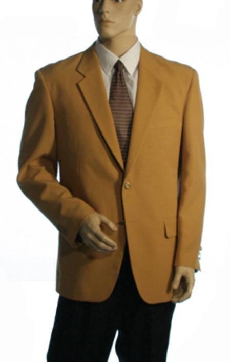 Mensusa Products Single Breasted Available in 3 Button Style Jacket Solid Gold Blazer