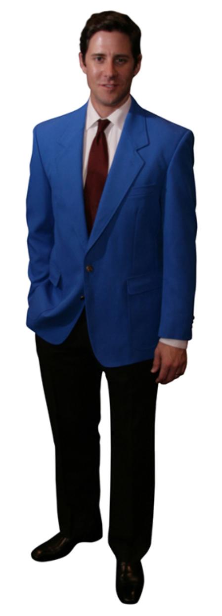 Single Breasted 2 Button Solid Royal Blazer