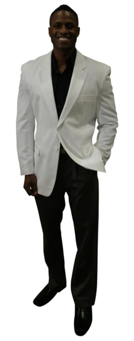 Mensusa Products 2 Button Style jacketWhite Color Blazer / Sportcoats + Black Shirt + Black Dress Pants