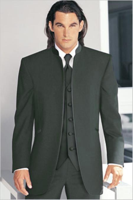 Mensusa Products Mirage Tuxedo Mandarin Collar Dark Gray No Buttons Pre Order Collection Delivery in 30 days