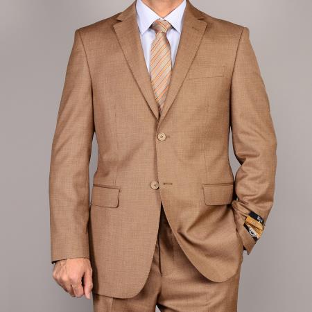Mensusa Products Men's Light Rust Teakweave Wool/Silk Suit