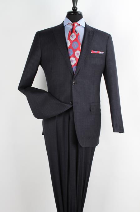 Men's 2 Piece 1 Wool Executive Charcoal Suit Narrow Peak Lapel & Side Vents