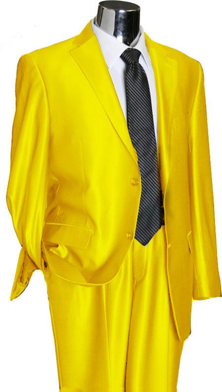 Mensusa Products Utex Shiny 2 Button Yellow TNT Sharkskin Mens Suit