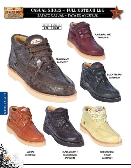 Mensusa Products Los Altos Full Genuine Ostrich Leg Men's Casual Shoe Diff. Colors/Sizes