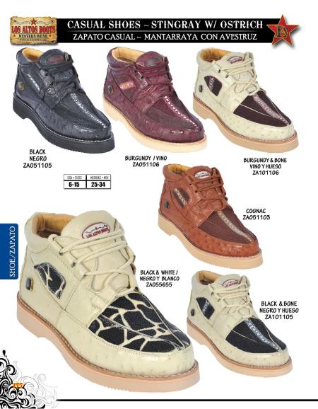 Mensusa Products Los Altos Genuine Stingray w/ Ostrich Men's Casual Shoe Diff. Colors/Sizes