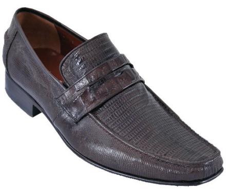 Mensusa Products Mens Handmade Shoes Los Altos Casual Loafers Full Lizard Leather SlipOn Brown