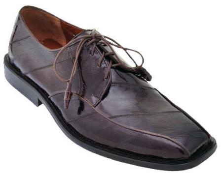 Mensusa Products Men's Dress Shoes Los Altos Handmade Full EEL Genuine Leather Lace Up Brown
