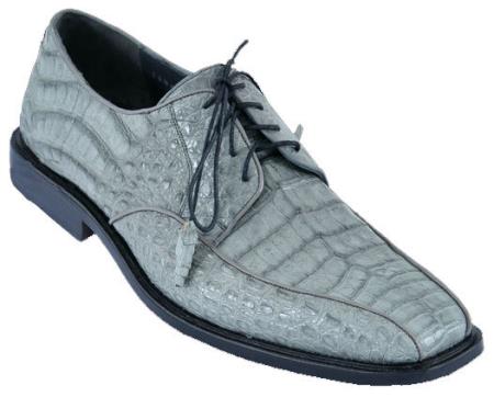 Mensusa Products Men's Dress Shoes Los Altos Handmade Genuine Leather Caiman Skin Lace Up Gray