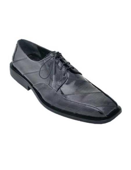 Mensusa Products Men's Dress Shoes Los Altos Handmade Full EEL Genuine Leather Lace Up Gray