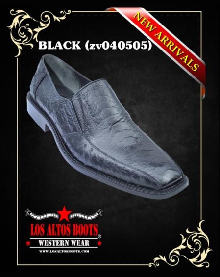 Mensusa Products Mens Ostrich Leg W/Ostrich Dress ShoesLoafers by Los Altos Black