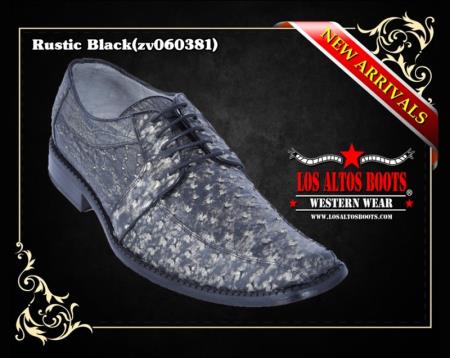 Mens Genuine Ostrich Dress Shoes by Los Altos Boots Rustic Black