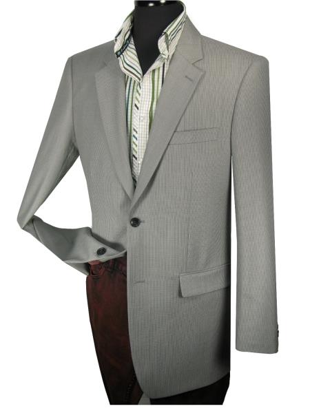 Mensusa Products Men's 1 Wool Tailor Fit Blazer Side Vents Grey Tic Weave