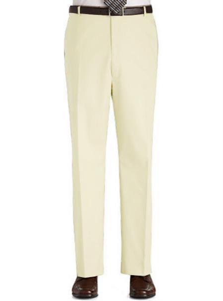 Mensusa Products Colored Pants Trousers Flat Front Regular Rise Slacks Cream