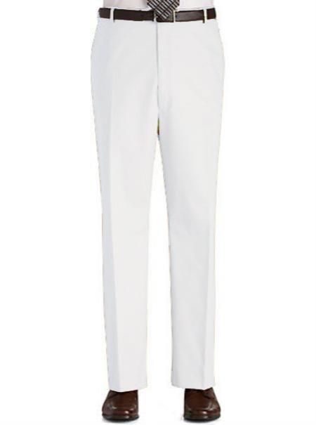 Mensusa Products Colored Pants Trousers Flat Front Regular Rise Slacks White 69