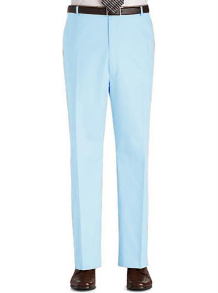 Mensusa Products Colored Pants Trousers Flat Front Regular Rise Slacks Sky Blue