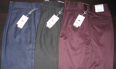 Mensusa Products Men's Wide Leg Wool Slacks in Black, Brown, Beige, Navy, Charcoal & Eggplant