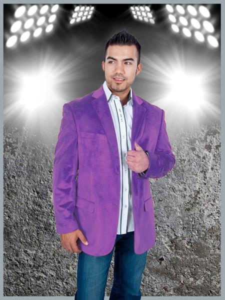 Mensusa Products Mens Stylish 2 Button Sport Jacket Purple Discounted Affordable Velvet ~ Velour Sport coat Blazer
