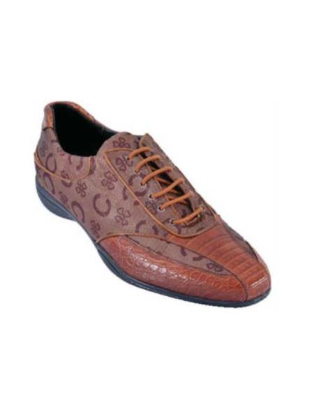 Mensusa Products Men's Casual Shoes Los Altos Caiman Belly With Design Leather LaceUp Cognac