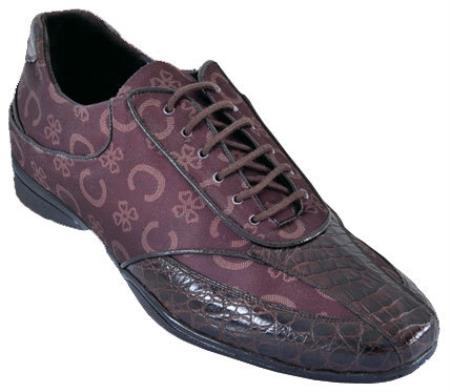 Mensusa Products Men's Casual Shoes Los Altos Caiman Belly With Design Leather LaceUp Brown