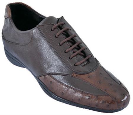 Men's Casual Shoes Los Altos Ostrich With Deer Leather LaceUp Brown 209