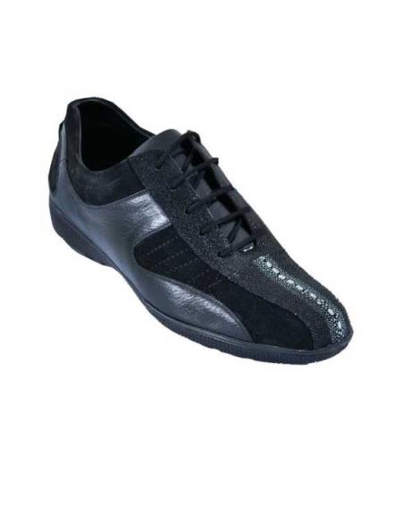 Mensusa Products Men's Casual Shoes Los Altos Stingray Rowstone With Deer Leather LaceUp Black