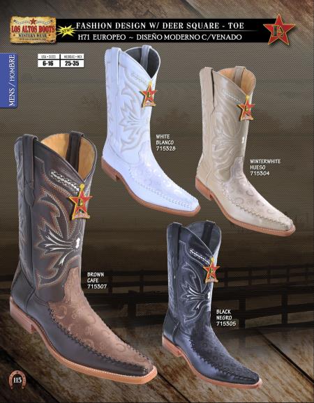 Mensusa Products Los Altos SquareToe Deer w/Design Men's Western Cowboy Boots