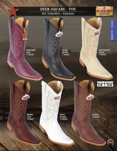 Mensusa Products Los Altos SquareToe Genuine Deer Men's Western Cowboy Boots 156