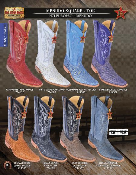 Mensusa Products Los Altos SquareToe Genuine Menudo Mens Western Cowboy Boots 206