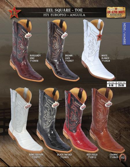 Mensusa Products Los Altos SquareToe Genuine Eel Men's Western Cowboy Boots 184