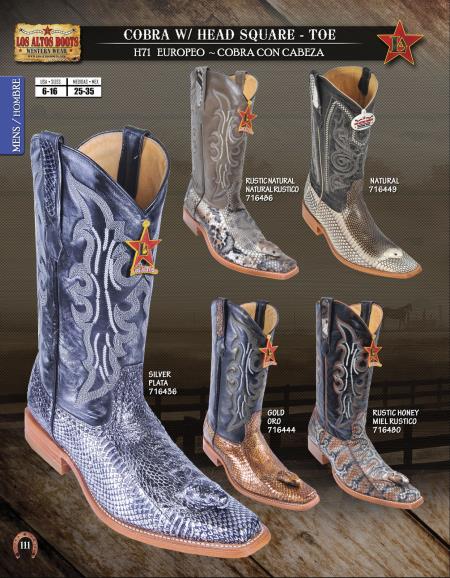 Mensusa Products Los Altos SquareToe Cobra W/ Head Men's Western Cowboy Boots