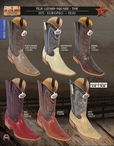 Mensusa Products Los Altos SquareToe Teju Lizard Men's Western Cowboy Boots