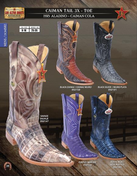 Mensusa Products Los Altos 3X Toe Genuine Caiman TaMens Western Cowboy Boots