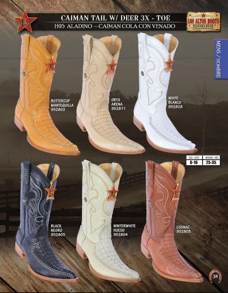 Mensusa Products Los Altos 3X Toe Genuine Caiman w/ Deer Mens Western Cowboy Boot 277