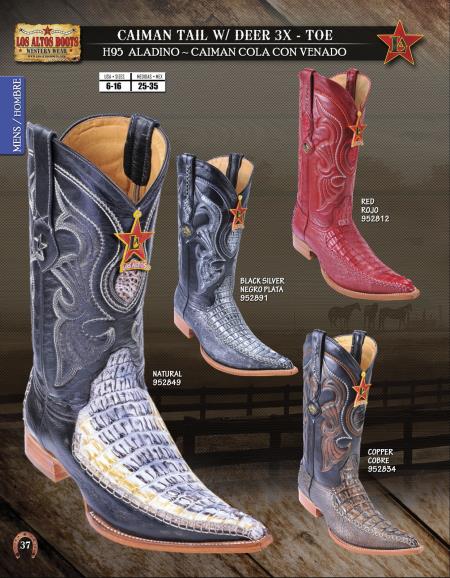 Mensusa Products Los Altos 3X Toe Genuine Caiman&Deer Mens Western Cowboy Boots 263