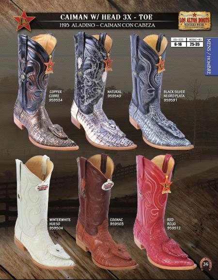 Mensusa Products Los Altos 3X Toe Genuine Caiman w/ Head Mens Western Cowboy Boot