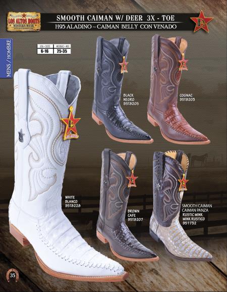 Mensusa Products Los Altos 3X Toe Genuine Caiman&Deer Mens Western Cowboy Boots 263