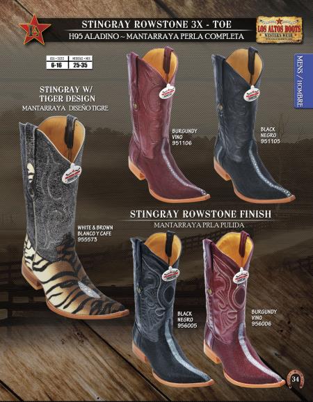 Mensusa Products Los Altos 3X Toe Genuine Stingray Men's Western Cowboy Boots 312
