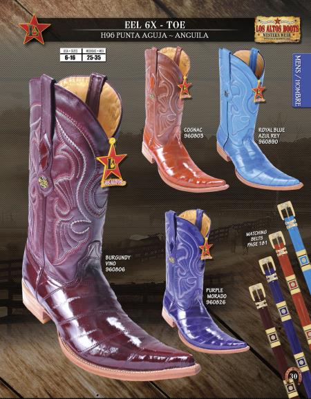 Mensusa Products Los Altos 6X Toe Genuine Eel Men's Western Cowboy Boots