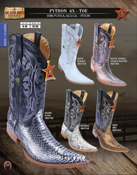 Mensusa Products Los Altos 6X Toe Genuine Python Men's Western Cowboy Boots