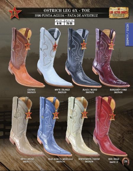 Mensusa Products Los Altos 6X Toe Genuine Ostrich Leg Mens Western Cowboy Boots