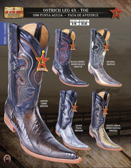 Mensusa Products Los Altos 6X Toe Genuine Ostrich Leg Mens Western Cowboy Boots
