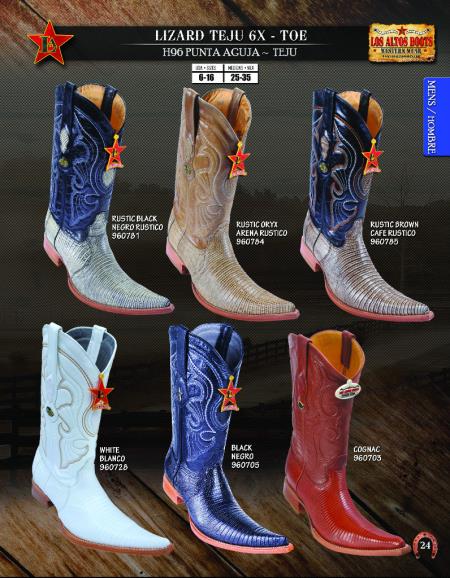 Mensusa Products Los Altos 6X Toe Genuine Lizard Teju Mens Western Cowboy Boots 227