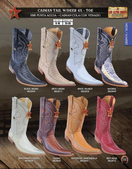 Mensusa Products Los Altos 6X Toe Genuine Caiman W/ Deer Mens Western Cowboy Boot 277