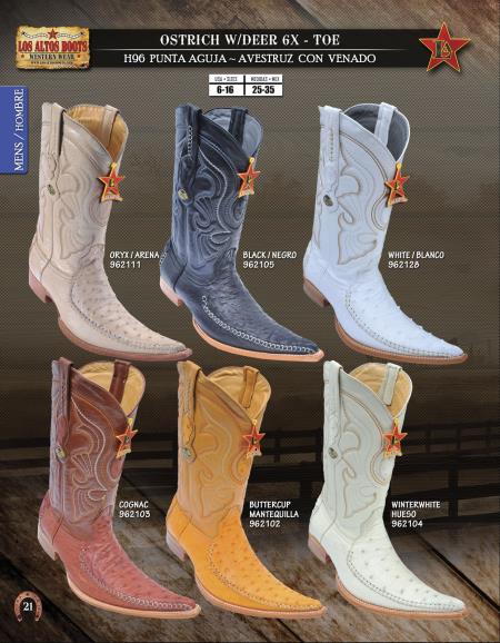 Mensusa Products Los Altos 6X Toe Genuine Ostrich W/Deer Mens Western Cowboy Boot