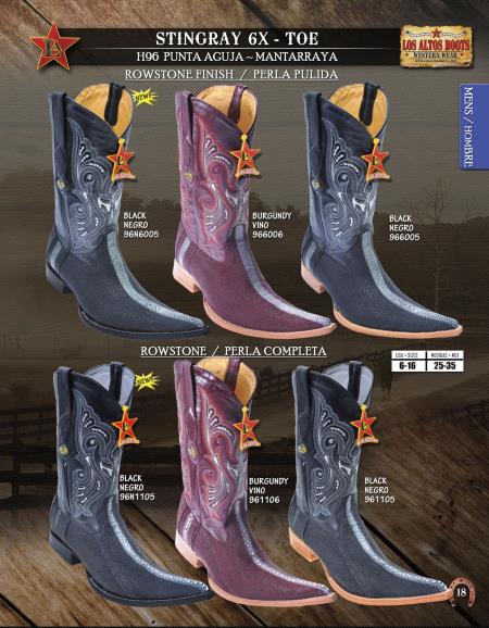 Mensusa Products Los Altos 6X Toe Genuine Stingray Men's Western Cowboy Boots