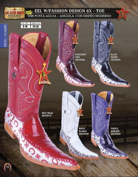 Mensusa Products Los Altos 6X Toe Genuine Eel Men's Western Cowboy Boots 217
