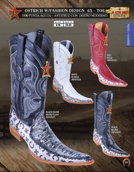 Mensusa Products Los Altos 6X Toe Genuine Ostrich Men's Western Cowboy Boots 298