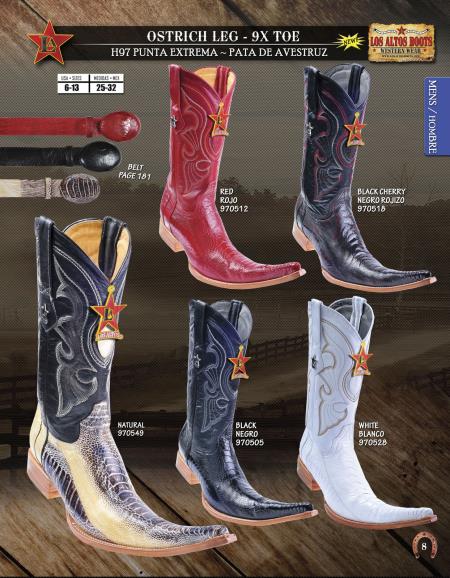 Mensusa Products Los Altos 9X Toe Genuine Ostrich Leg Mens Western Cowboy Boots 264