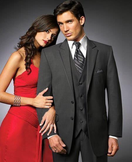 Mensusa Products 2 Btn Suit/Colored Tuxedo Satin Trim outlines a Notch Lapel Matching Trousers Black