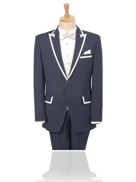 Mensusa Products Peak Lapel Charcoal 2 Button White Trim outlines Suit/Tuxedo/Blazer Peak Lapel 15 Days Delivery 585